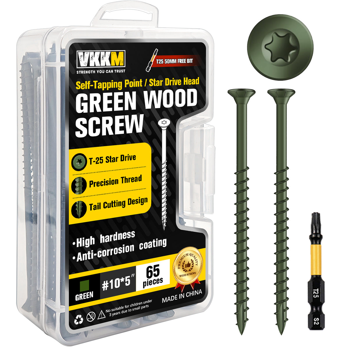 VKKM Green Wood Screws - T25 Star Drive with Free Bit - image 3