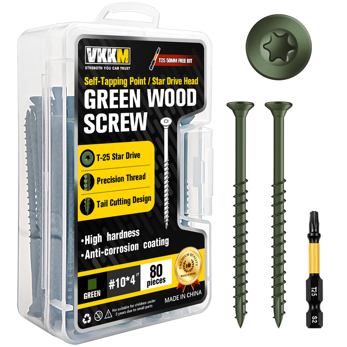 VKKM Green Wood Screws - T25 Star Drive with Free Bit - image 4