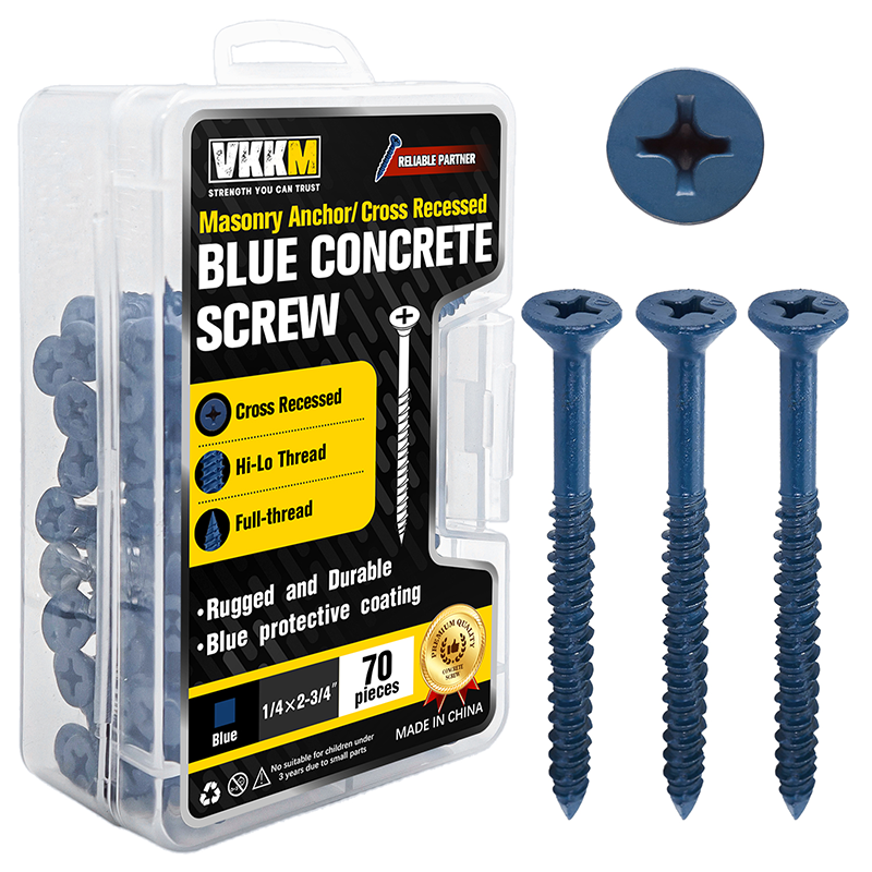 VKKM Blue Concrete Screws - Phillips Cross Recessed Masonry Anchors