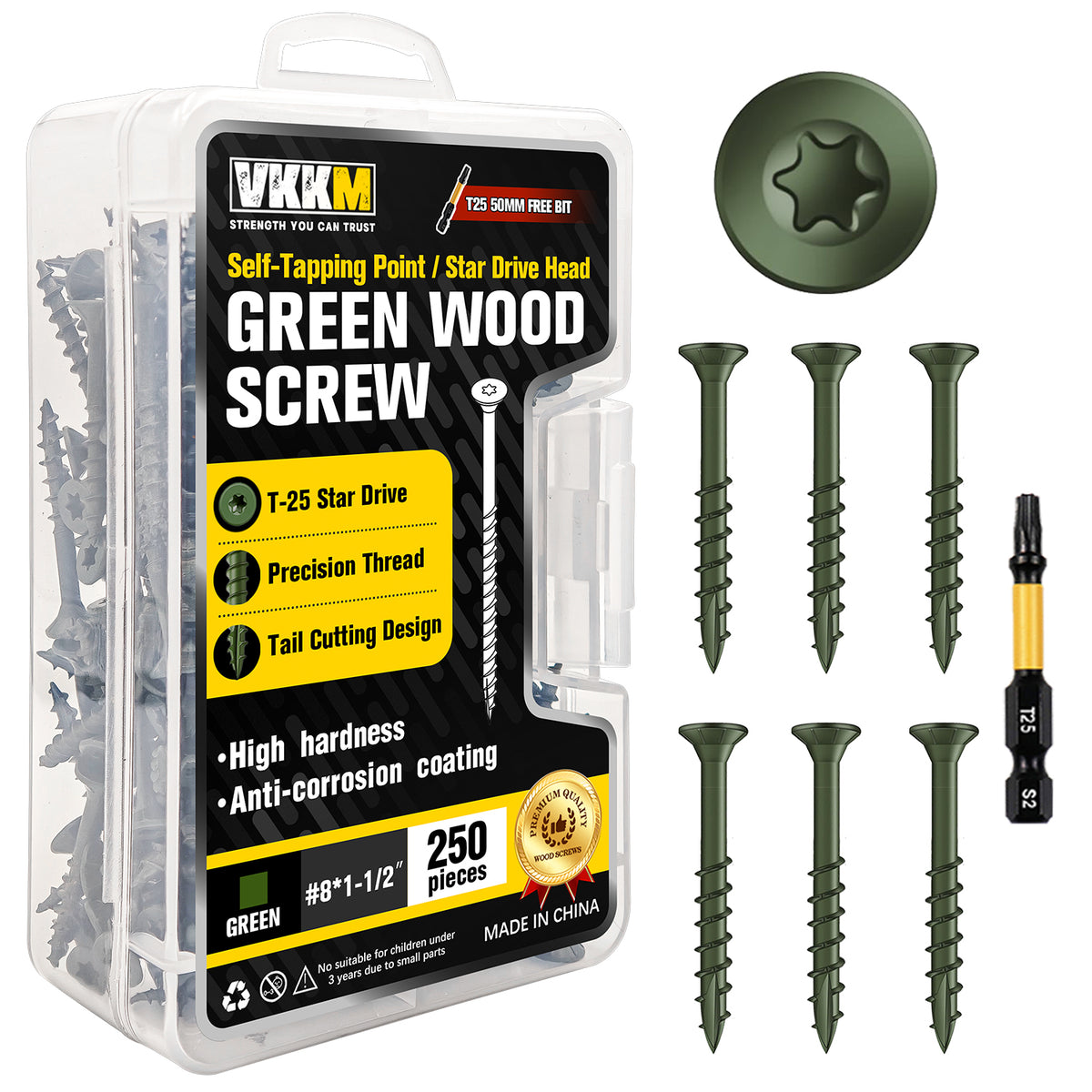 VKKM Green Wood Screws - T25 Star Drive with Free Bit - image 5