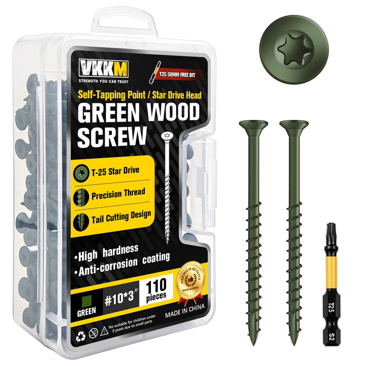 VKKM Green Wood Screws - T25 Star Drive with Free Bit - image 7