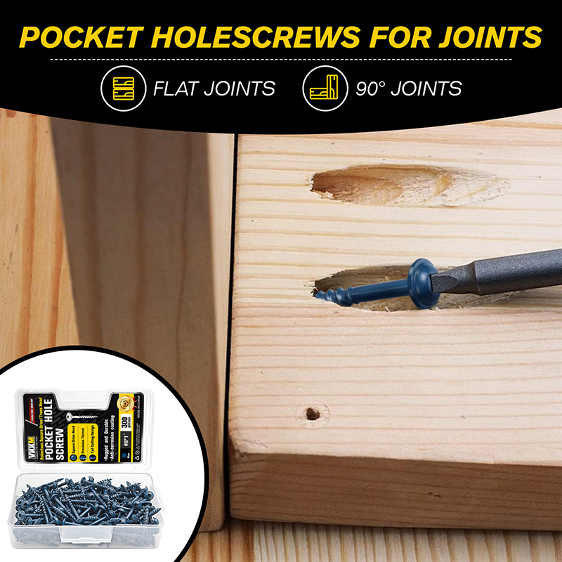 VKKM Blue Pocket Hole Wood Screws - Square Drive Truss Head with Free Bit - image 9