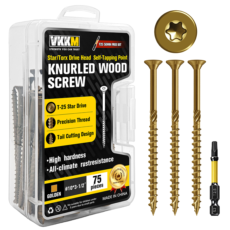 VKKM Golden Knurled Wood Screws - T25 Star Drive with Free Bit - image 9