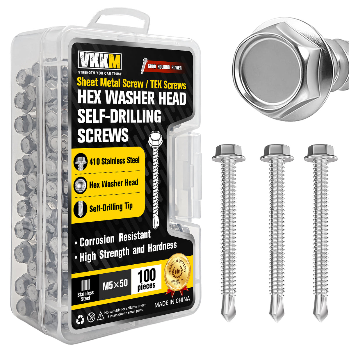 VKKM 410 Stainless Steel TEK Screws - Hex Washer Head Self‑Drilling Screws - image 8
