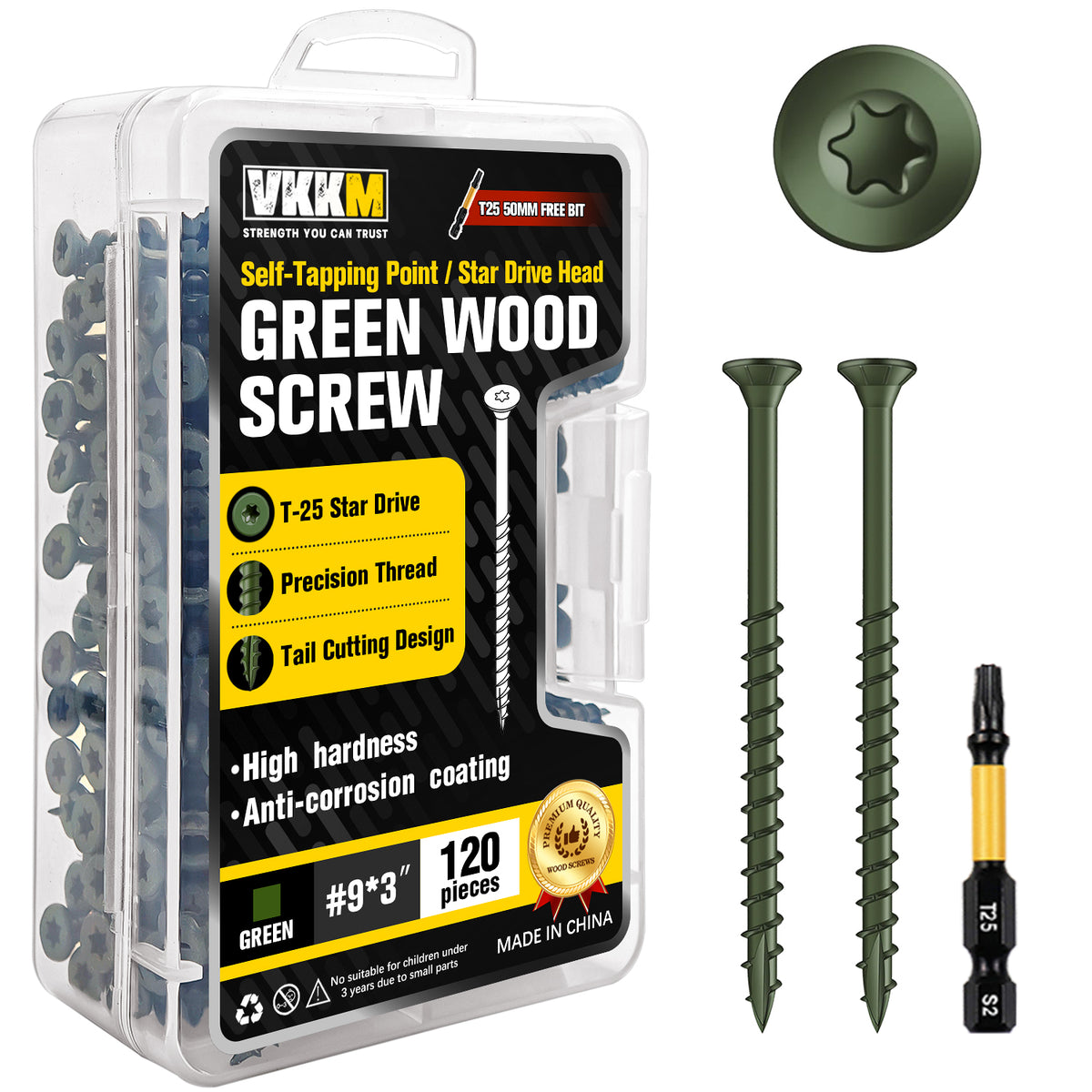 VKKM Green Wood Screws - T25 Star Drive with Free Bit - image 6