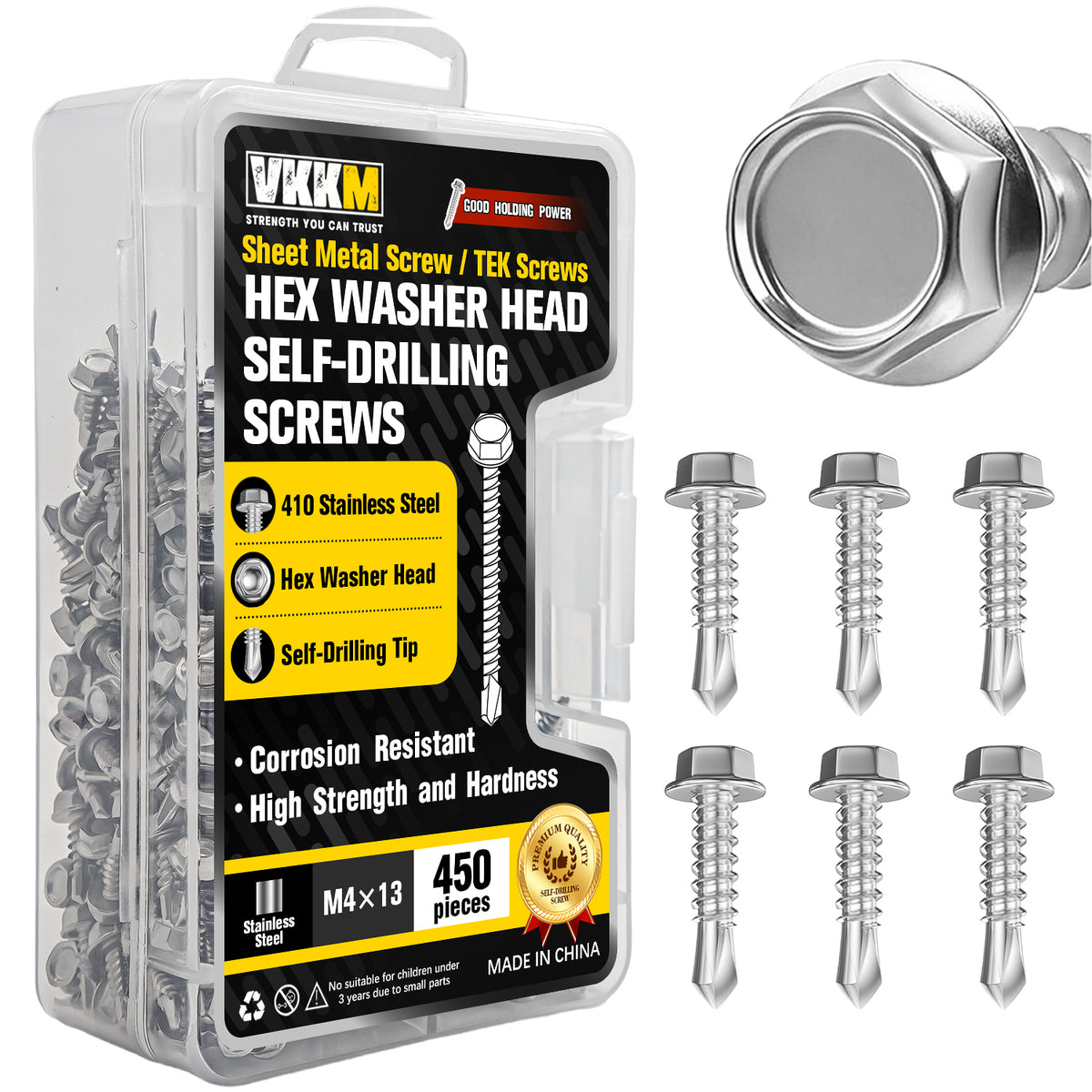VKKM 410 Stainless Steel TEK Screws - Hex Washer Head Self‑Drilling Screws