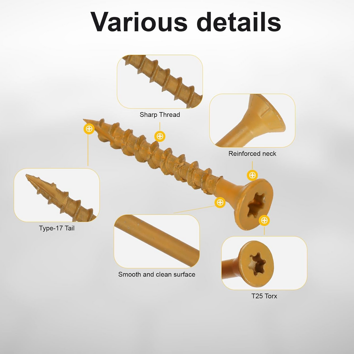 VKKM T25 Yellow Epoxy Deck Screws - Free T25 Bit Included - image 17