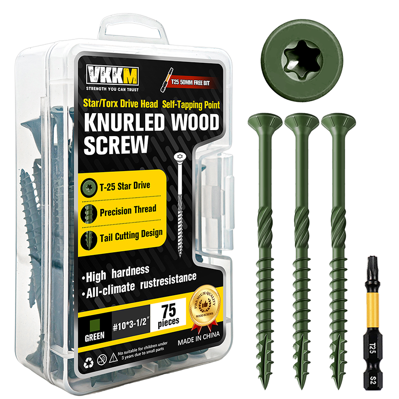 VKKM Green Knurled Wood Screws - T25 Star Drive with Free Bit - image 6
