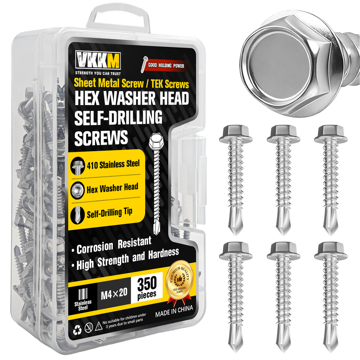 VKKM 410 Stainless Steel TEK Screws - Hex Washer Head Self‑Drilling Screws - image 2