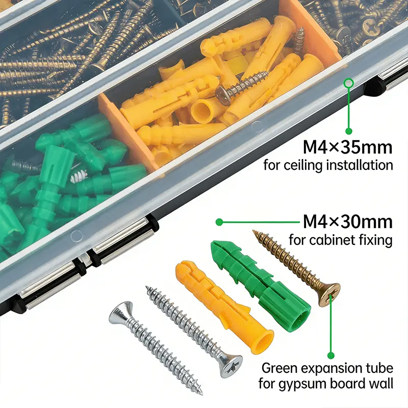 VKKM 520Pcs Drywall Anchors and Screws Kit - Plastic & Metal Wall Plug Assortment - image 4