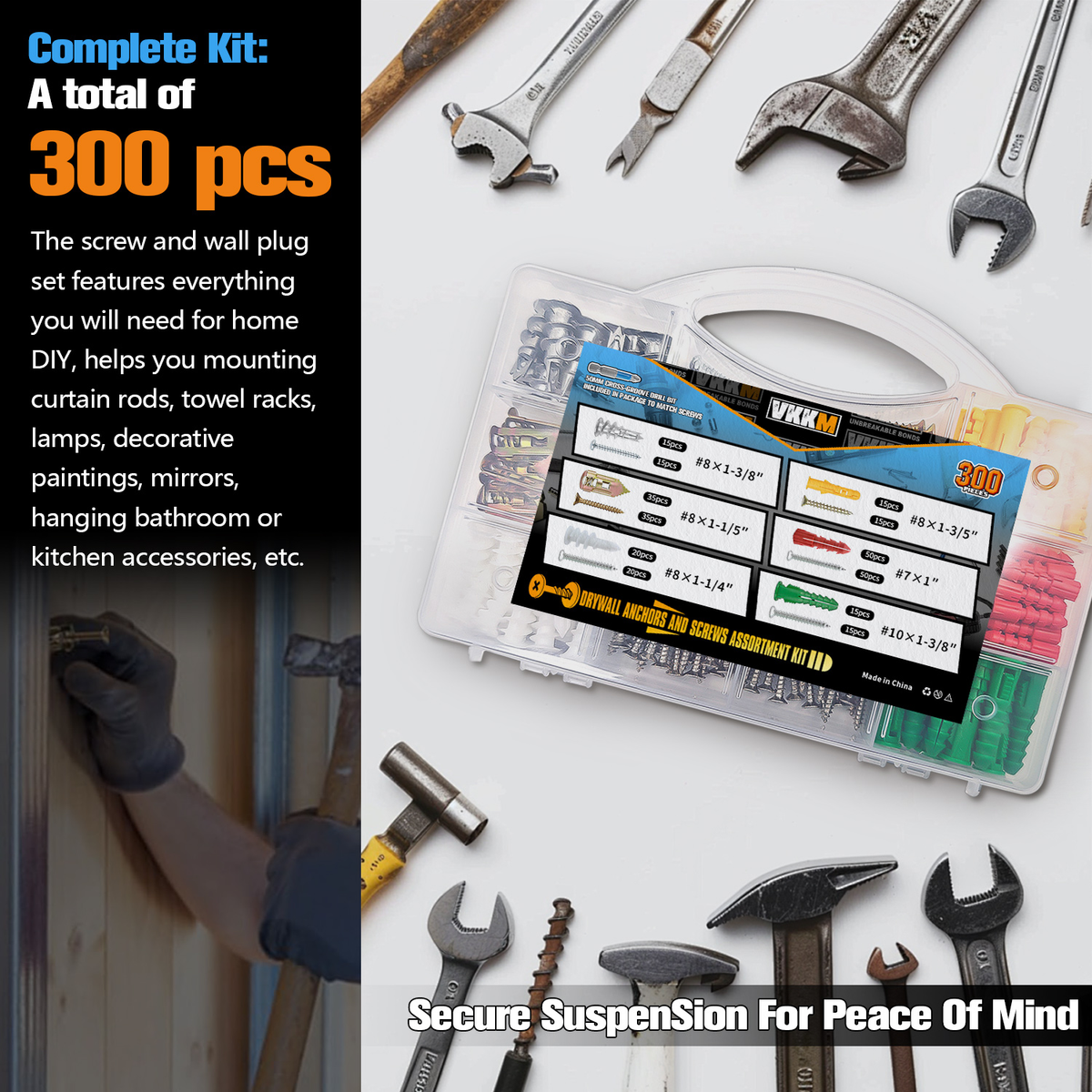 VKKM Drywall Anchors and Screws Assortment Kit - 300 Pack - image 7