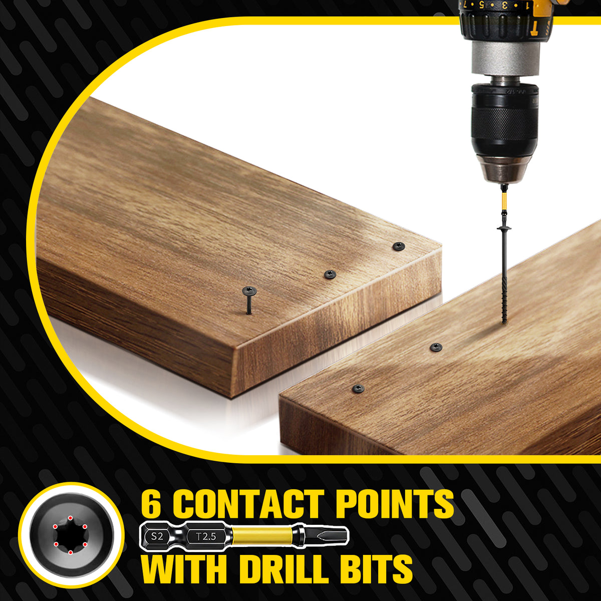 VKKM Black Structural Wood Screws - T30 Torx Flat Head - #14 x 3-6 inch Sizes - Free Bit - image 7