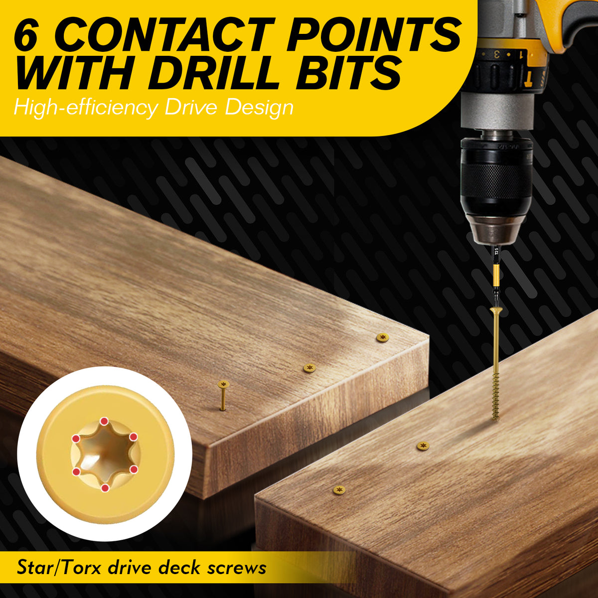 VKKM Yellow Wood Screws - T25 Star Drive with Free Bit - image 16
