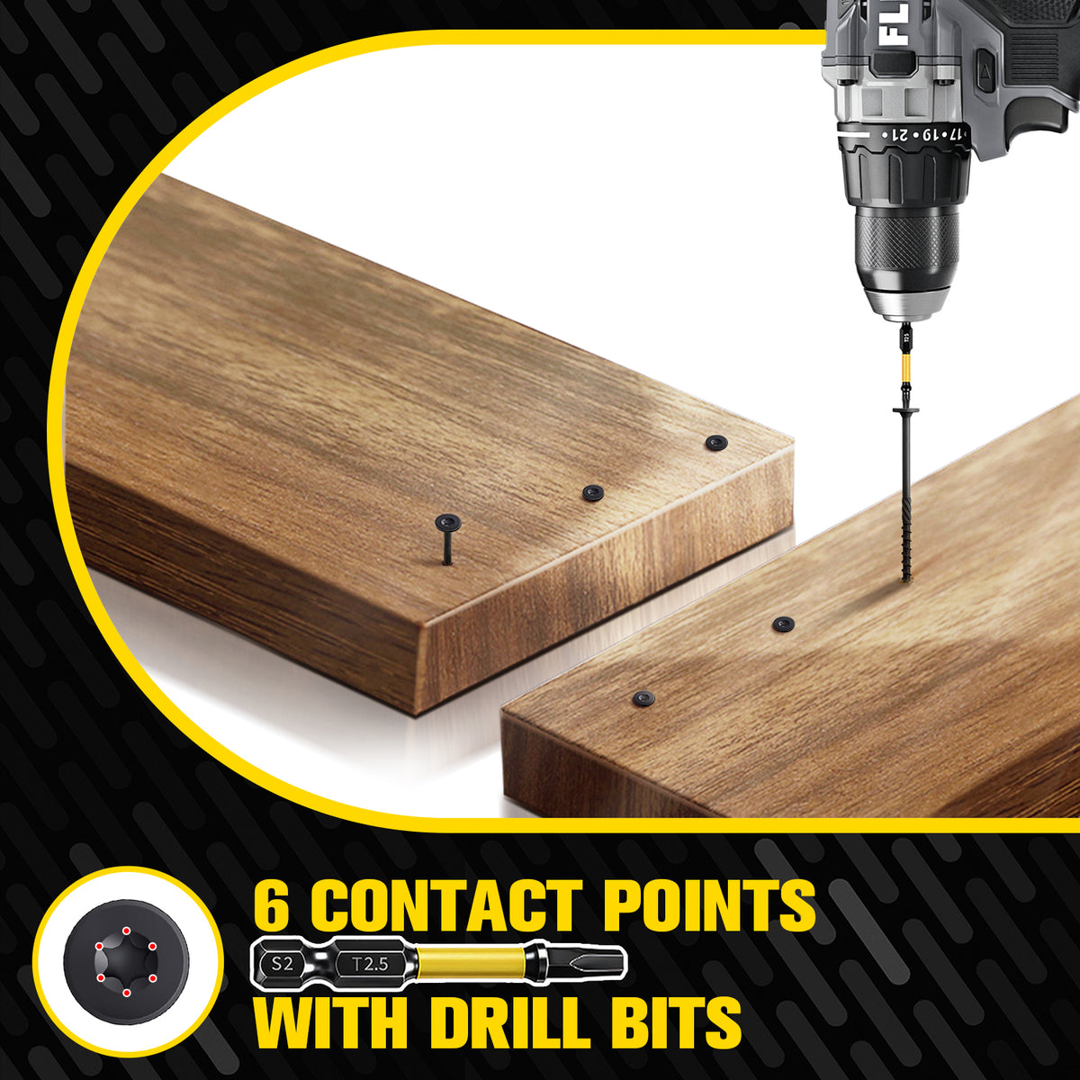 VKKM Black Structural Wood Screws - T30 Torx Flat Head - #14 x 2-7/8" & 4-1/2" Sizes - Free Bit - image 5