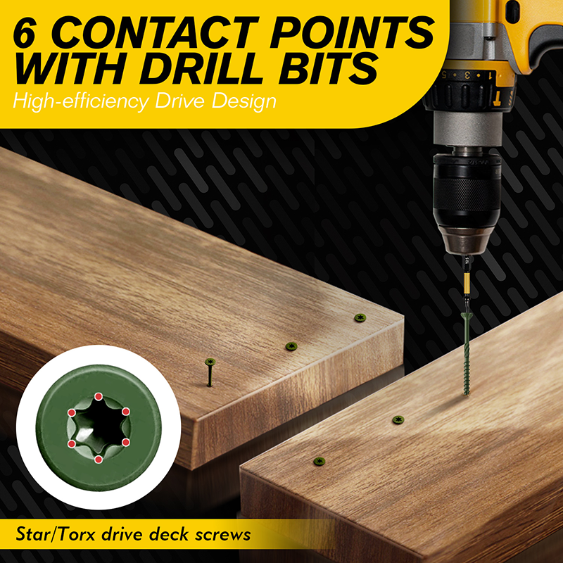 VKKM Green Knurled Wood Screws - T25 Star Drive with Free Bit - image 10