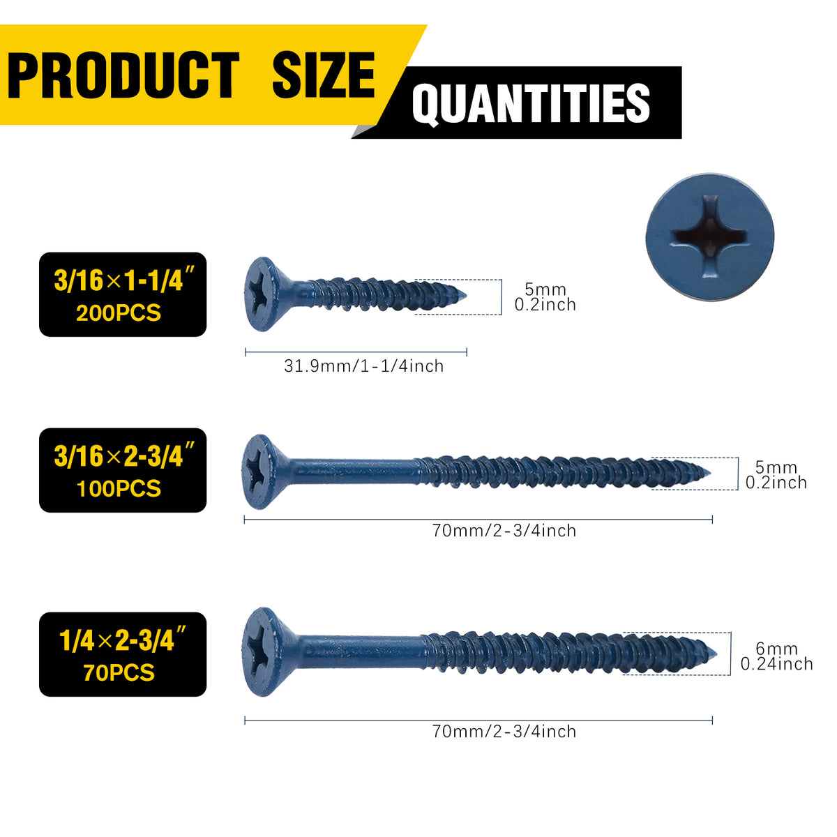 VKKM Blue Concrete Screws - Phillips Cross Recessed Masonry Anchors - image 4