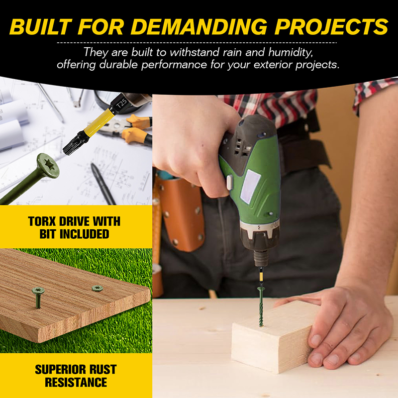VKKM Green Knurled Wood Screws - T25 Star Drive with Free Bit - image 11