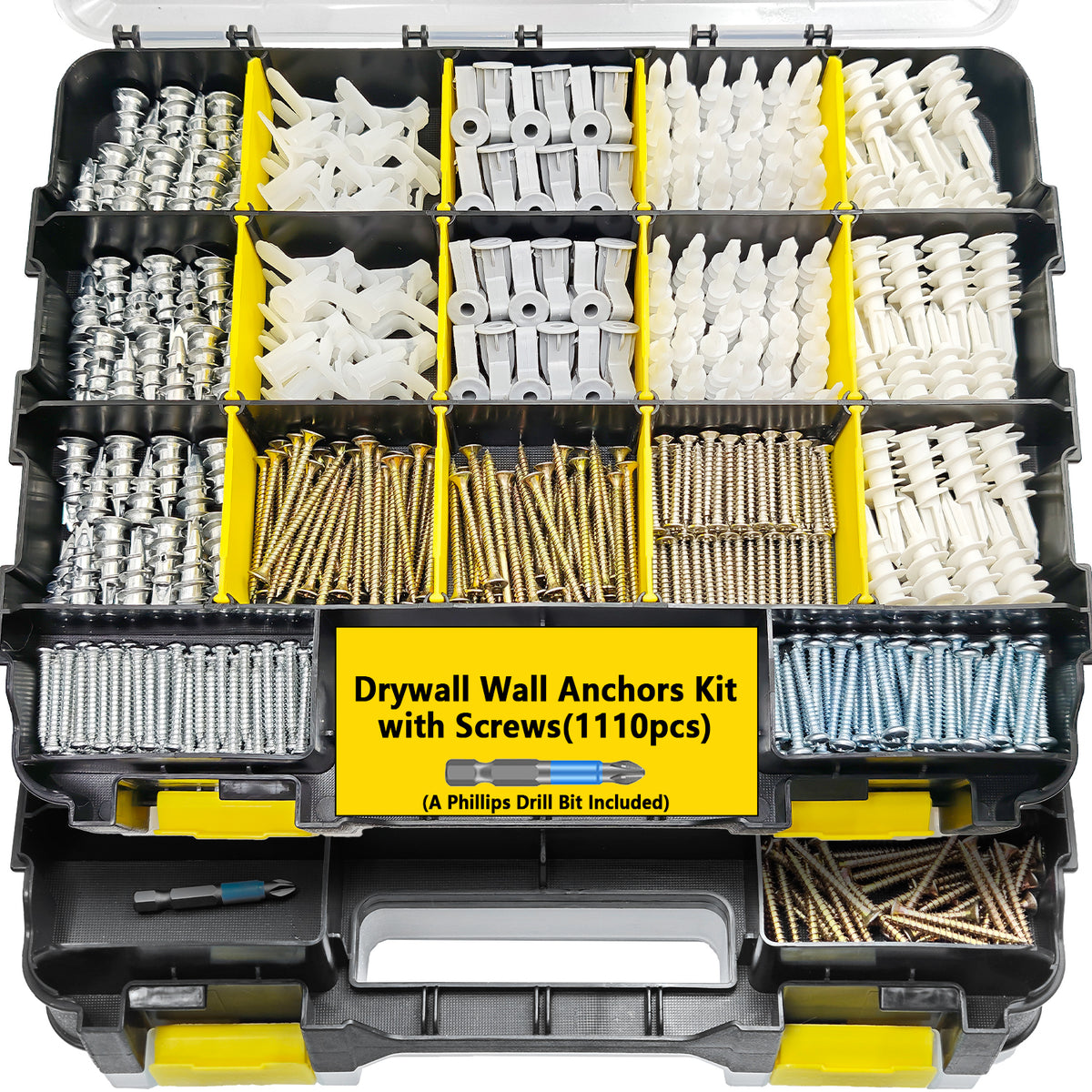 VKKM 1110Pcs Drywall Anchors and Screws Kit - Mixed Wall Plug & Screw Assortment - image 4