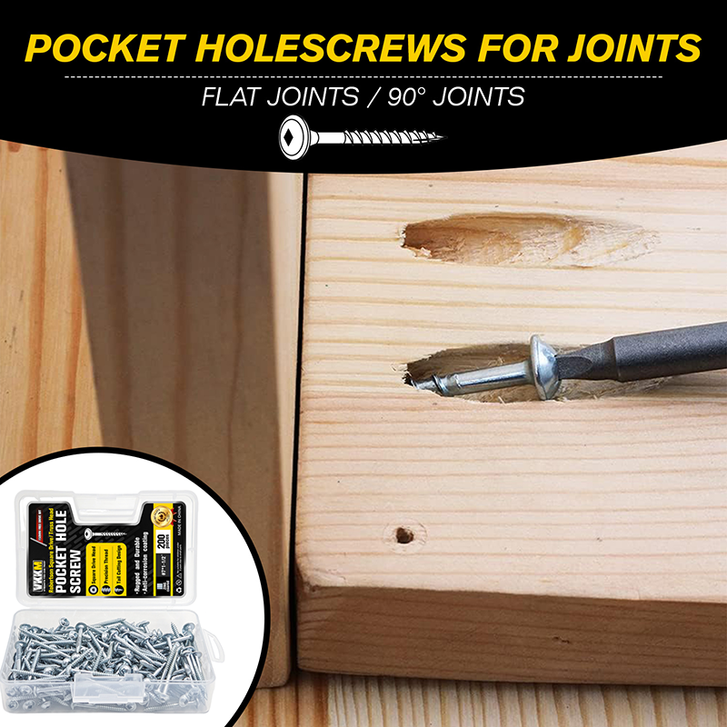 VKKM Zinc Pocket Hole Screws - Square Drive Truss‑Head Wood Screws with Free Bit - image 11