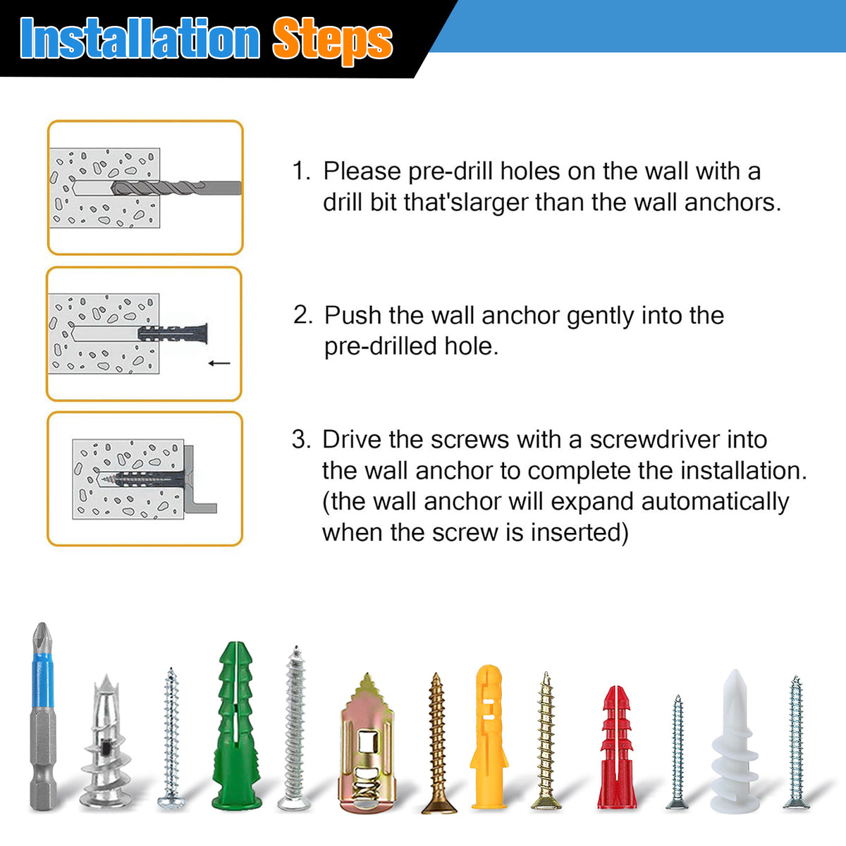 VKKM Drywall Anchors and Screws Assortment Kit - 300 Pack - image 4