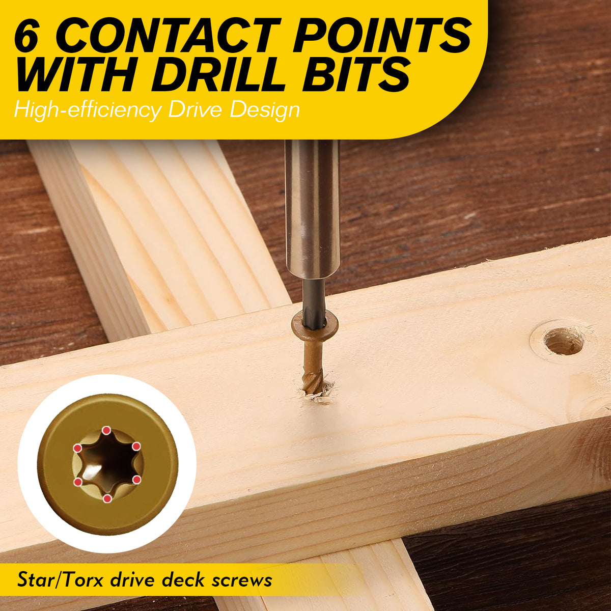 VKKM Golden Knurled Wood Screws - T25 Star Drive with Free Bit - image 13
