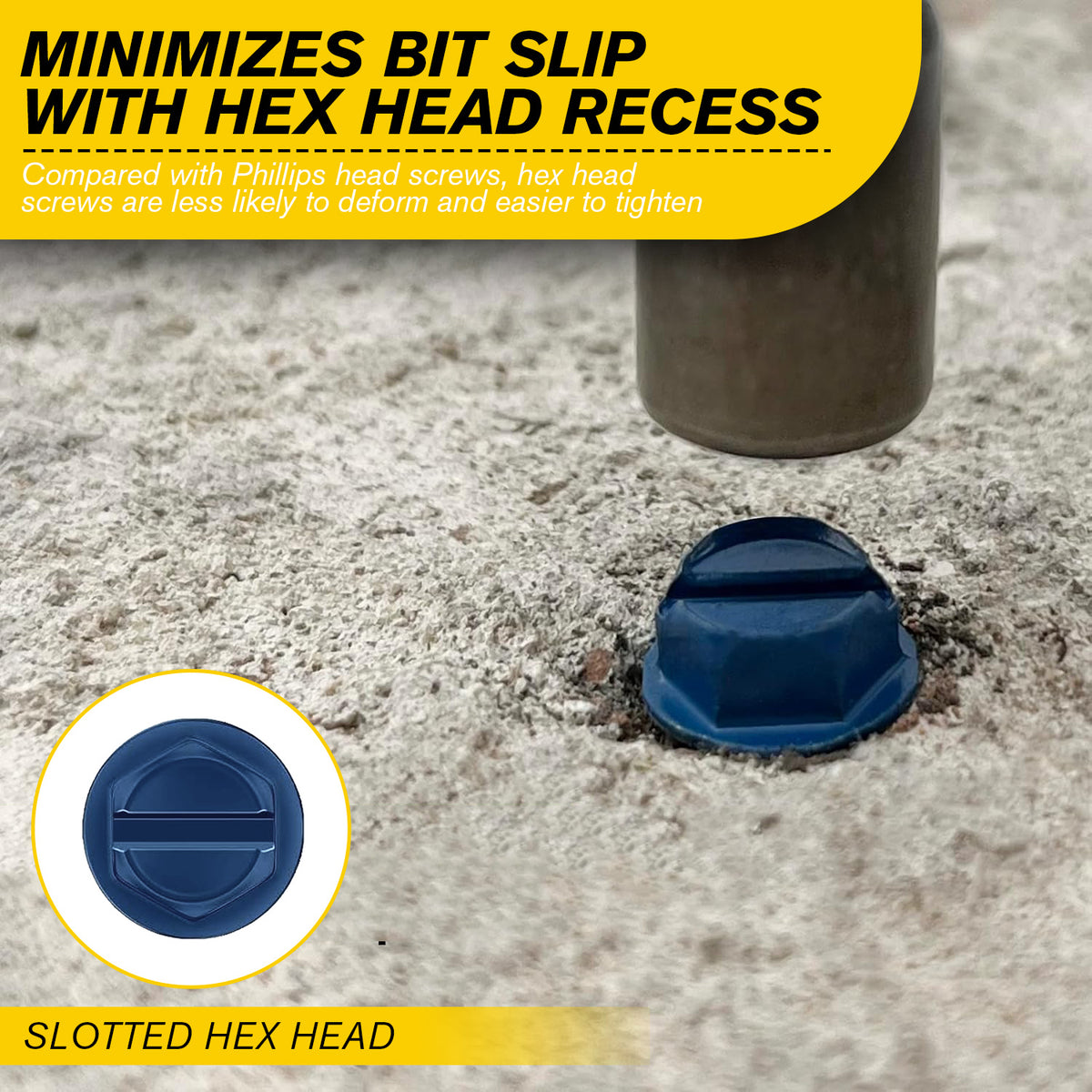 VKKM Slotted Hex Head Concrete Screws - Blue Coated Hi‑Lo Thread - Masonry Fasteners for Concrete & Brick - image 6