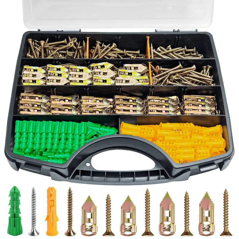 VKKM 520Pcs Drywall Anchors and Screws Kit - Plastic & Metal Wall Plug Assortment - image 2