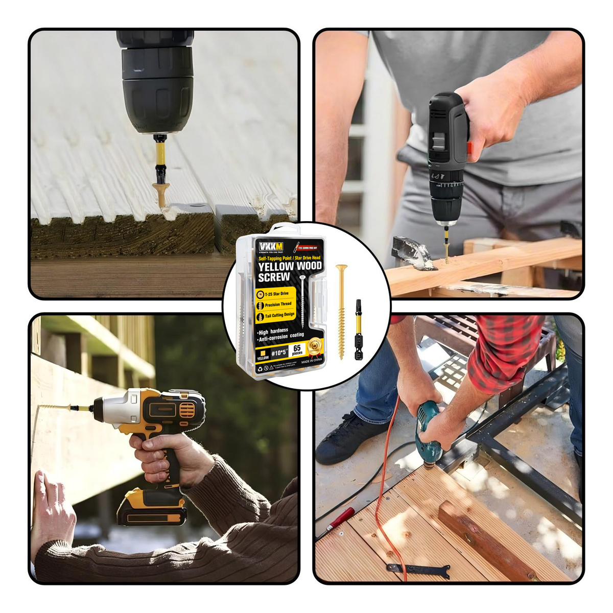 VKKM Yellow Wood Screws - T25 Star Drive with Free Bit - image 19