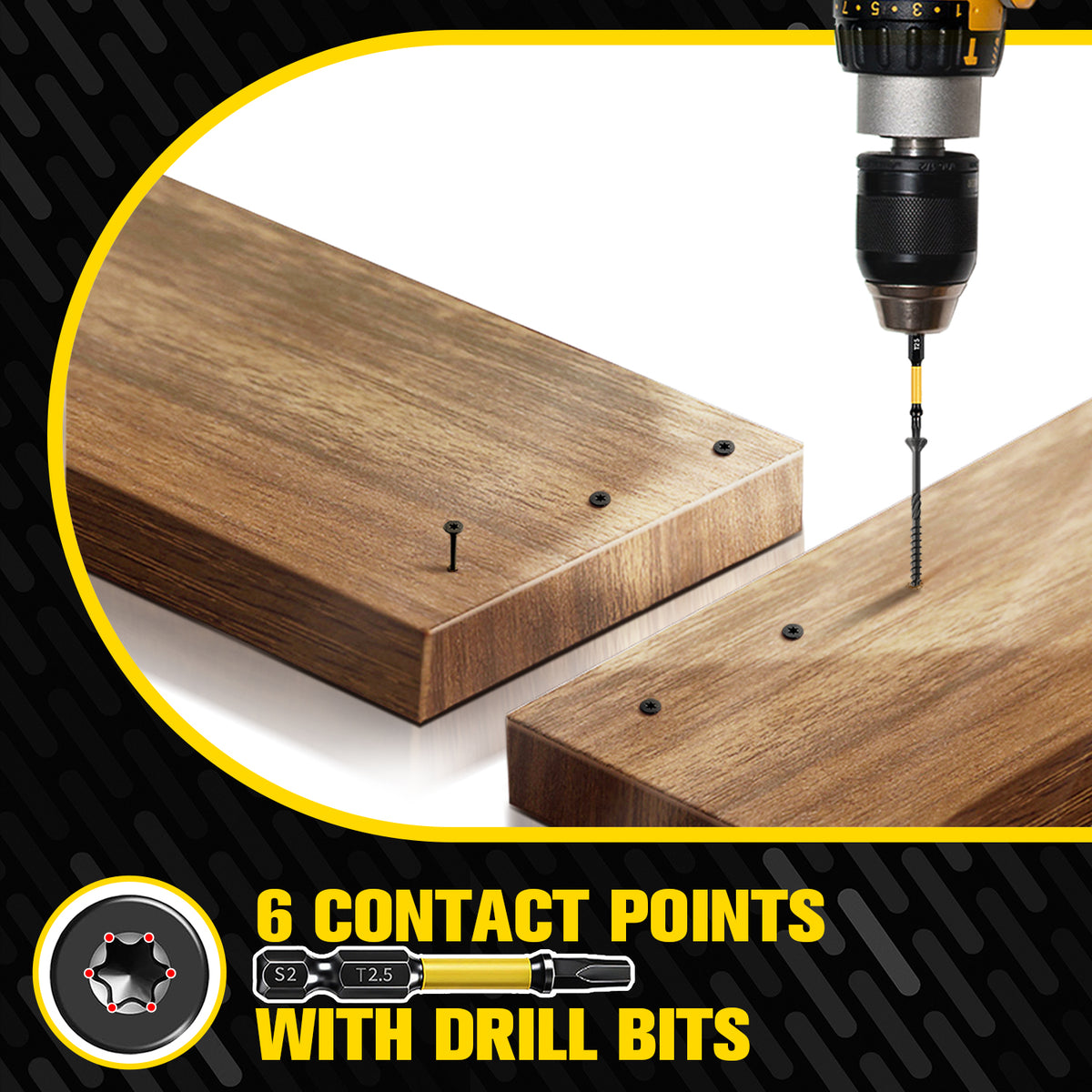VKKM Black Knurled Wood Screws - T25 Star Drive with Free Bit - image 11