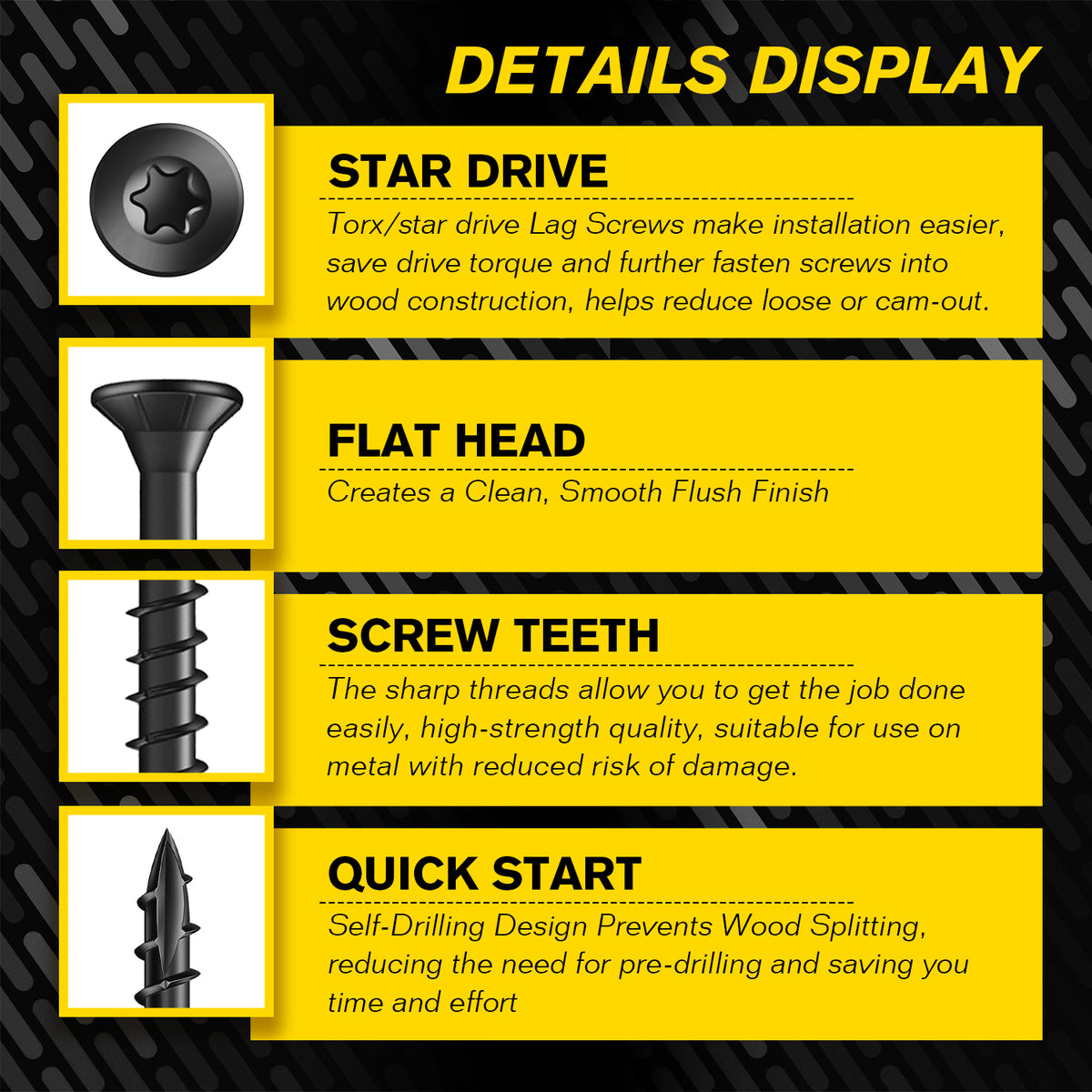 VKKM Black Wood Screws - T25 Star Drive with Free Bit - image 16