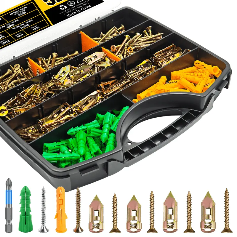 VKKM 520Pcs Drywall Anchors and Screws Kit - Plastic & Metal Wall Plug Assortment - image 6