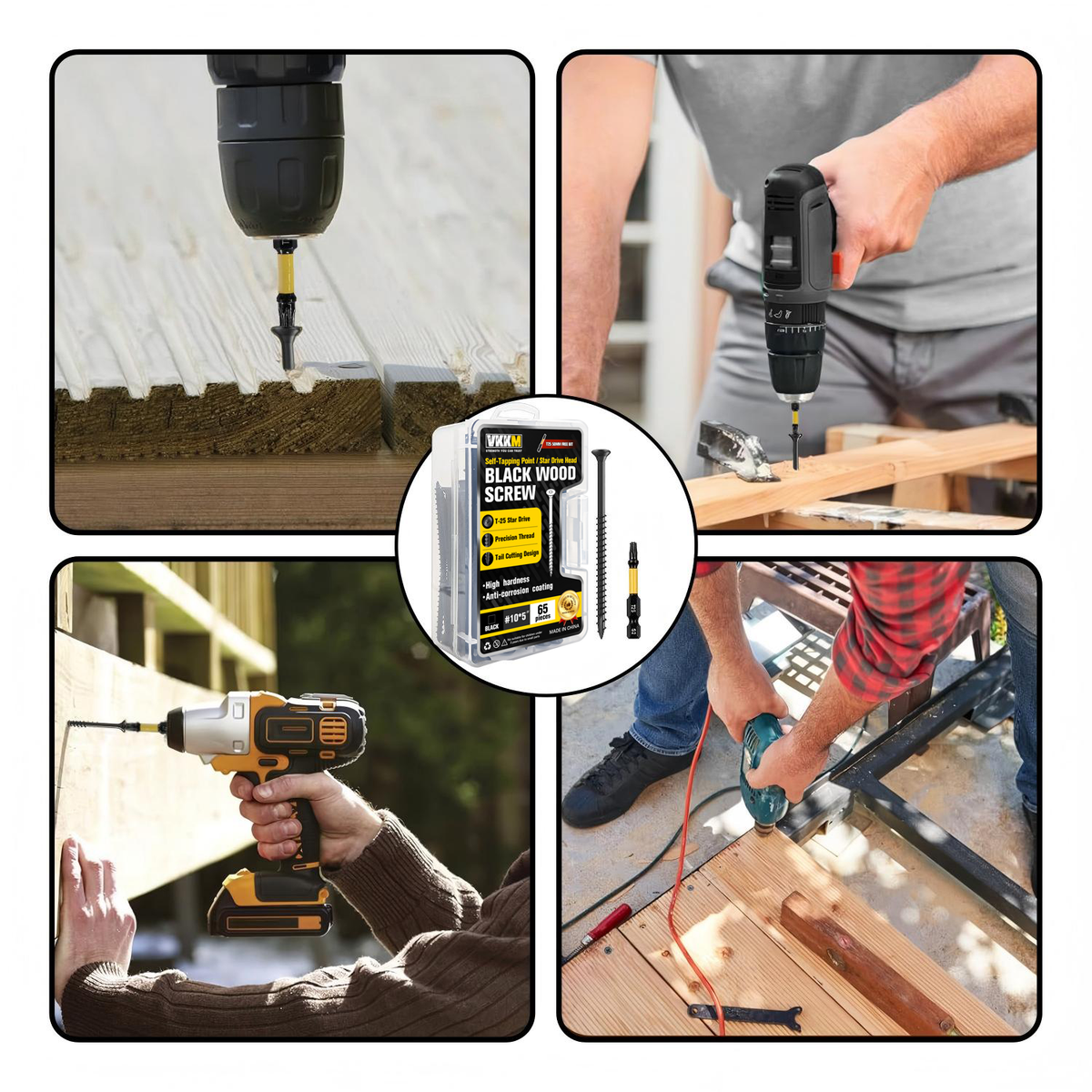 VKKM Black Wood Screws - T25 Star Drive with Free Bit - image 17