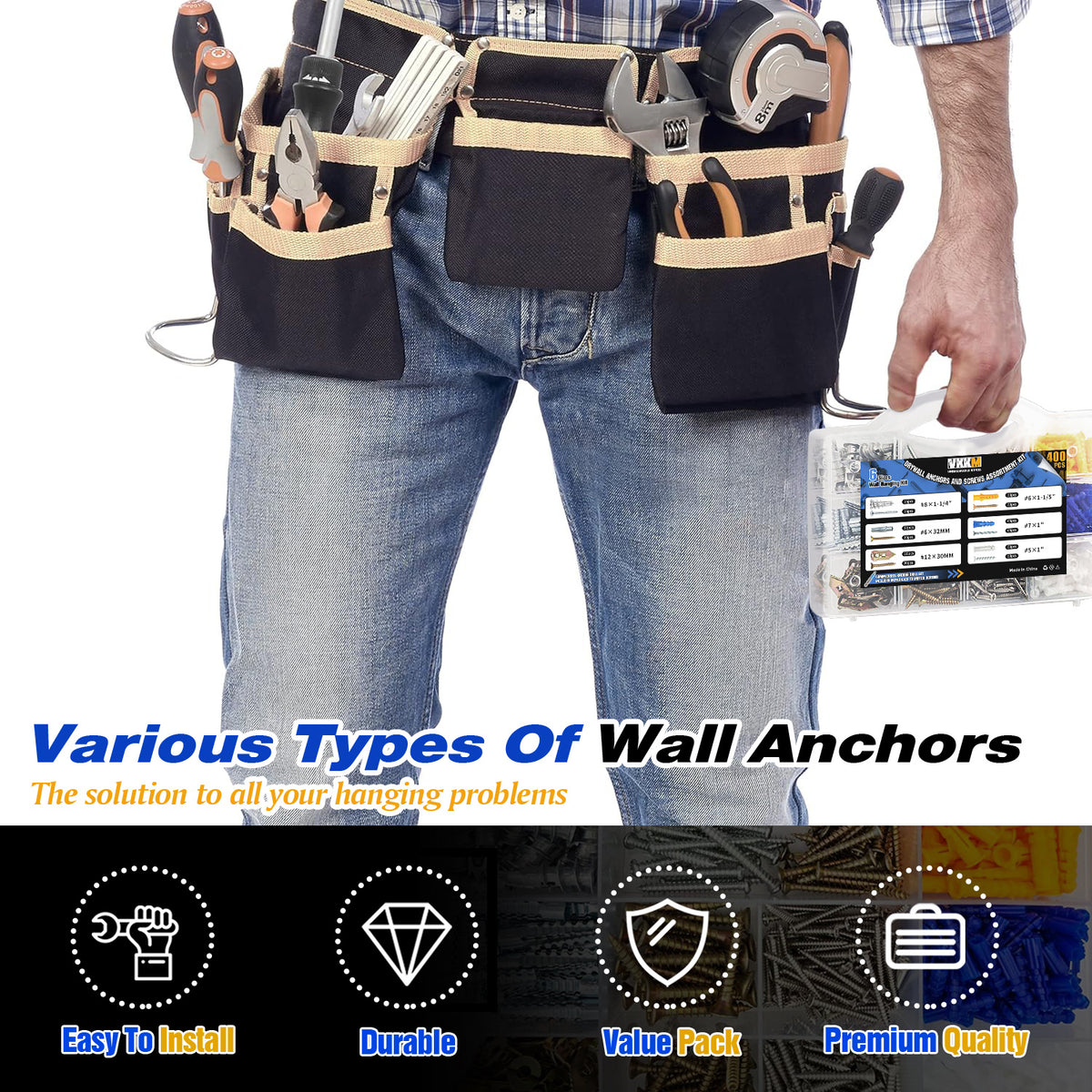 VKKM 400Pcs Drywall Anchors and Screws Kit - Wall Fastener Set with Drill Bit - image 7