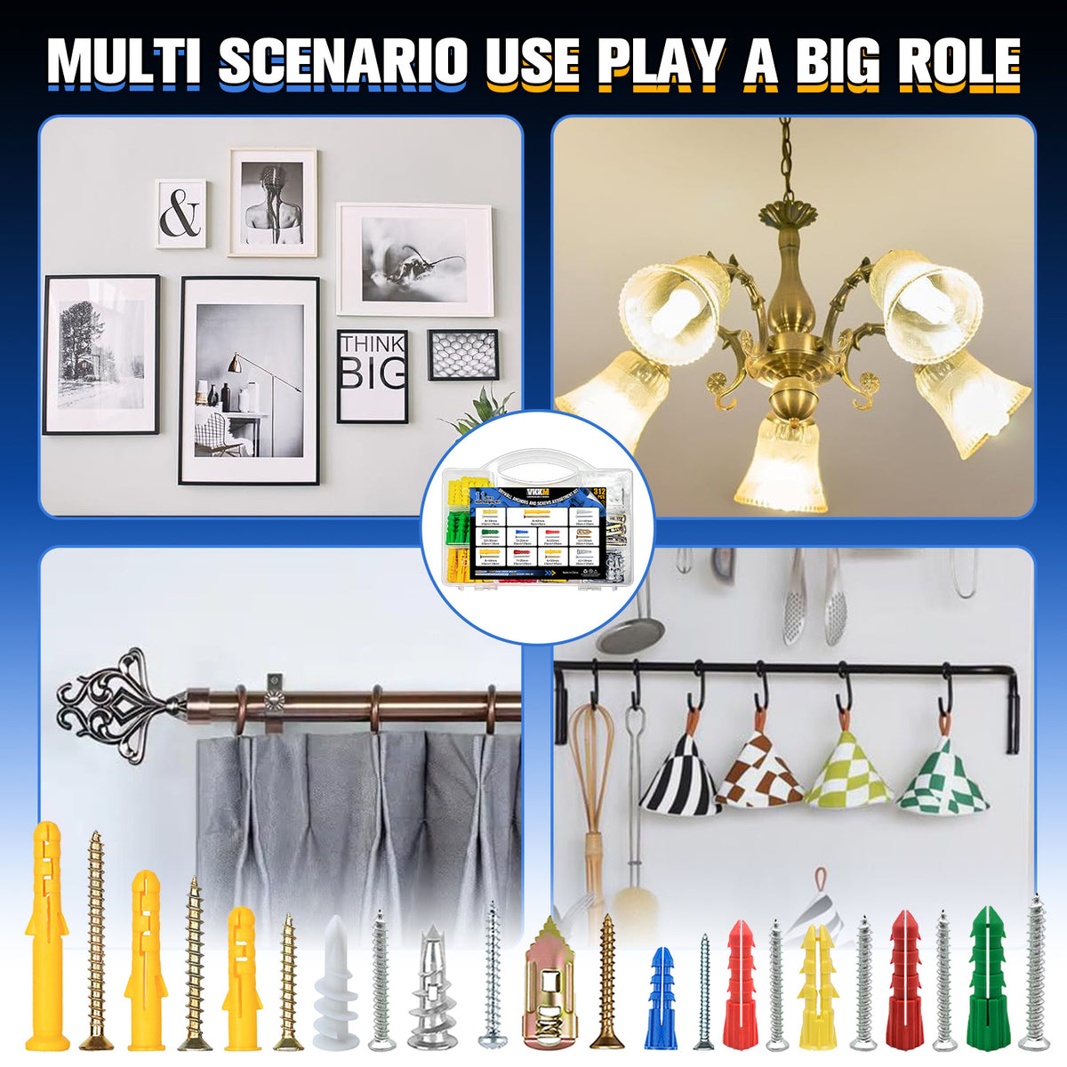 VKKM 312Pcs Drywall Anchors and Screws Kit - Wall Fastener Set with 2 Drill Bits - image 11