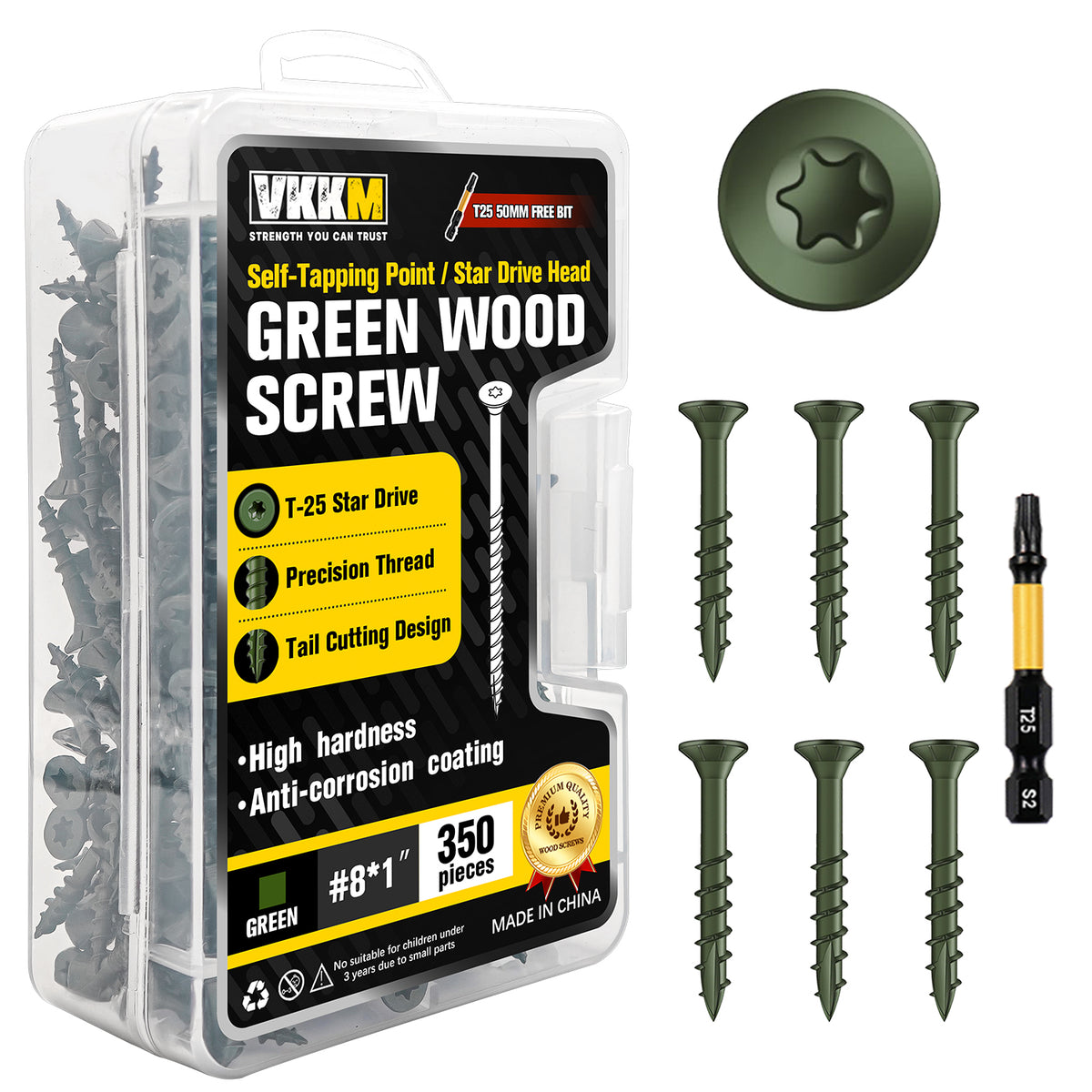 VKKM Green Wood Screws - T25 Star Drive with Free Bit - image 2