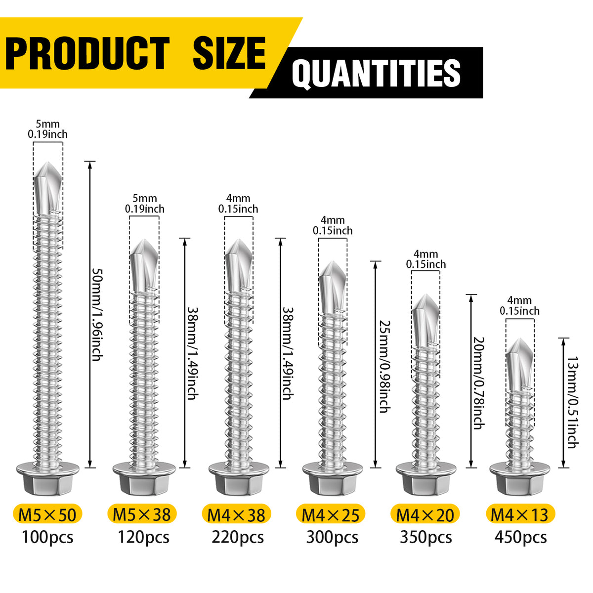 VKKM 410 Stainless Steel TEK Screws - Hex Washer Head Self‑Drilling Screws - image 9