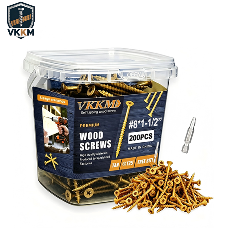 VKKM Tan Wood Screws - T25 Star Drive - Free T25 Bit Included