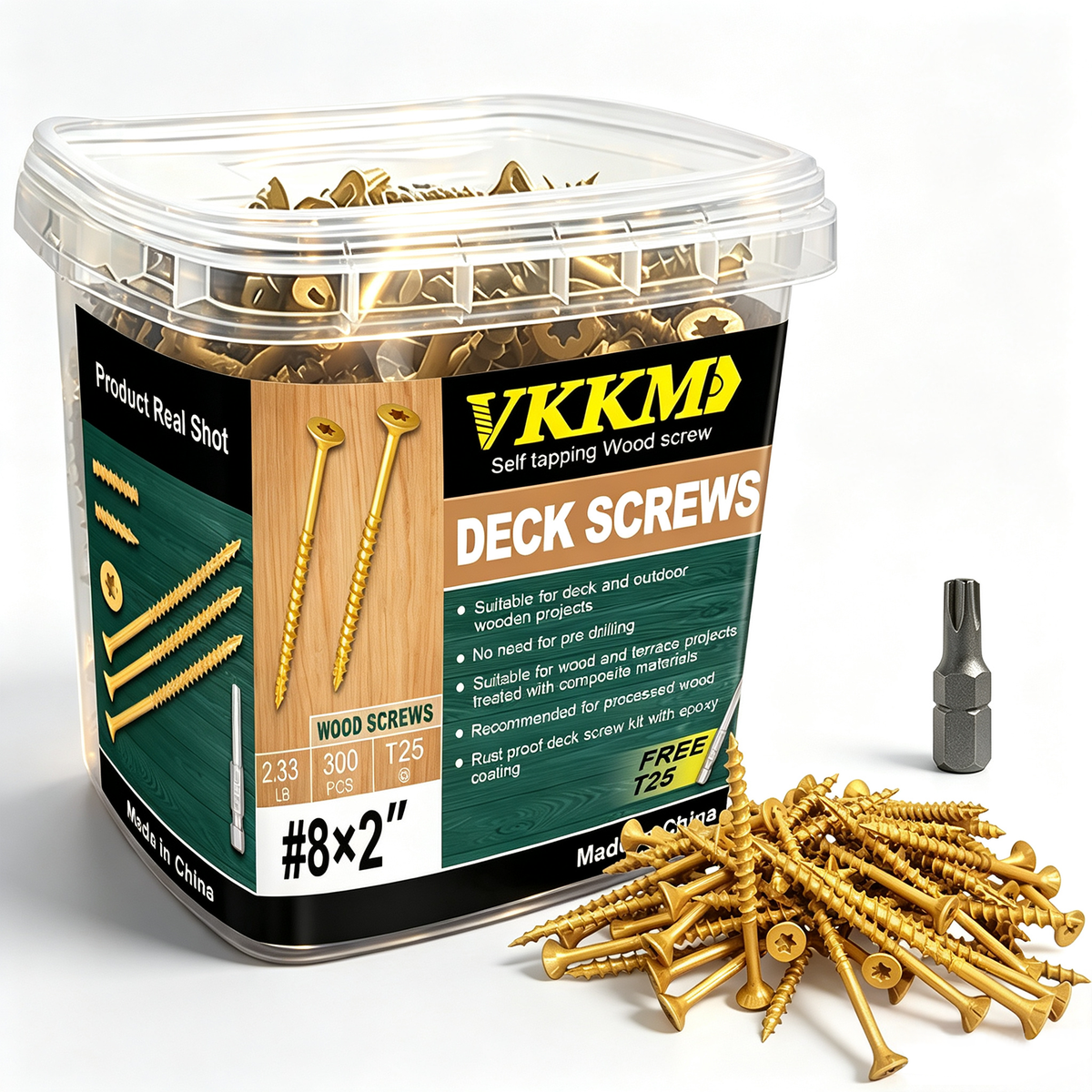 VKKM T25 Yellow Epoxy Deck Screws - Free T25 Bit Included - image 6