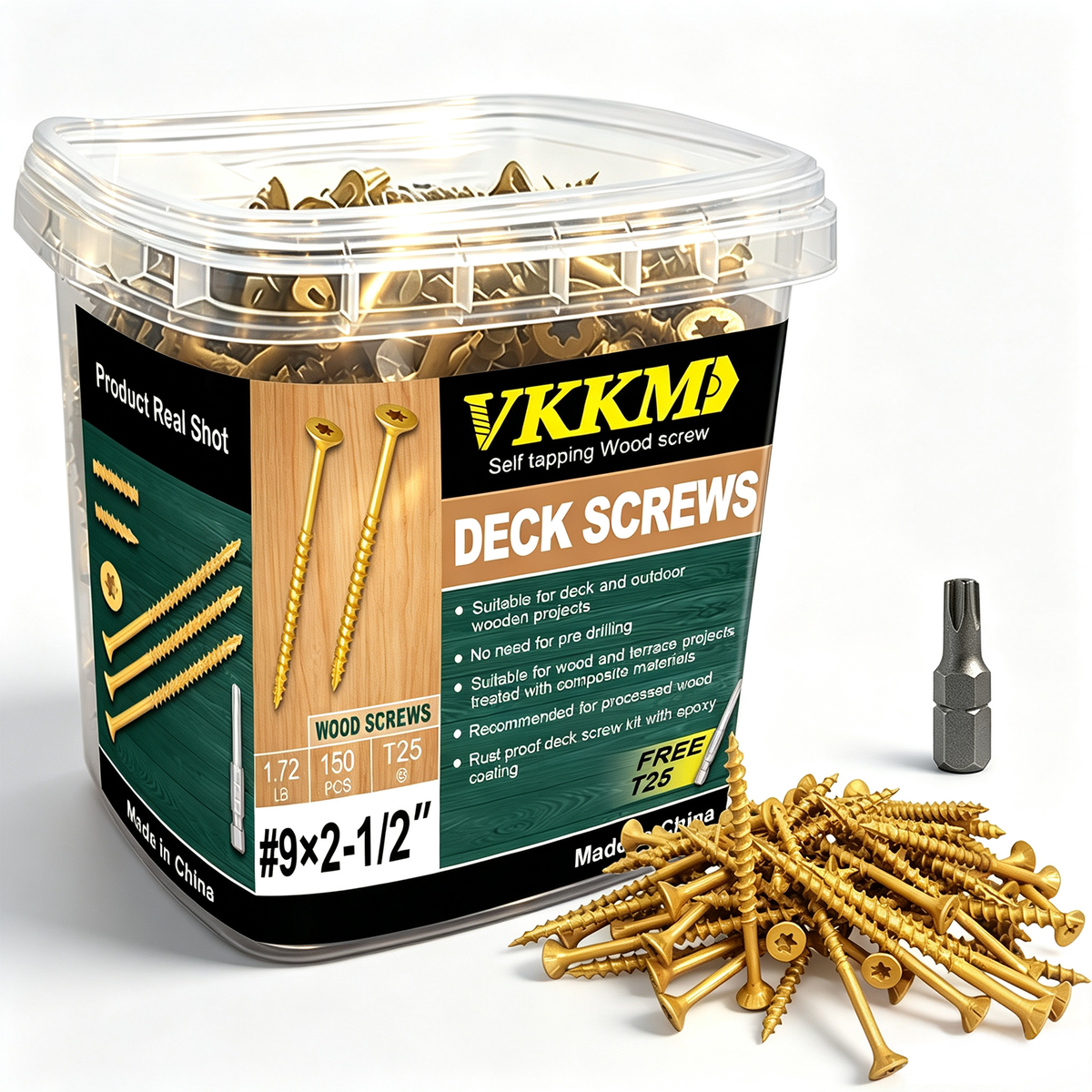 VKKM T25 Yellow Epoxy Deck Screws - Free T25 Bit Included - image 9