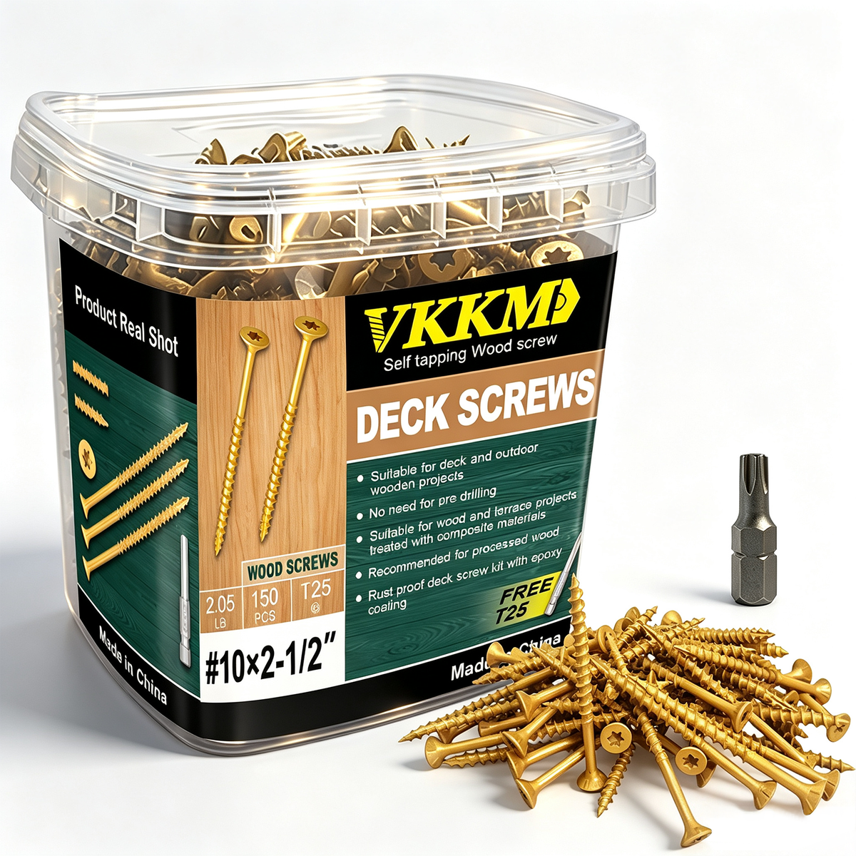 VKKM T25 Yellow Epoxy Deck Screws - Free T25 Bit Included - image 11