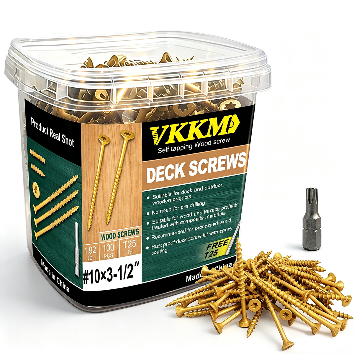 VKKM T25 Yellow Epoxy Deck Screws - Free T25 Bit Included - image 13