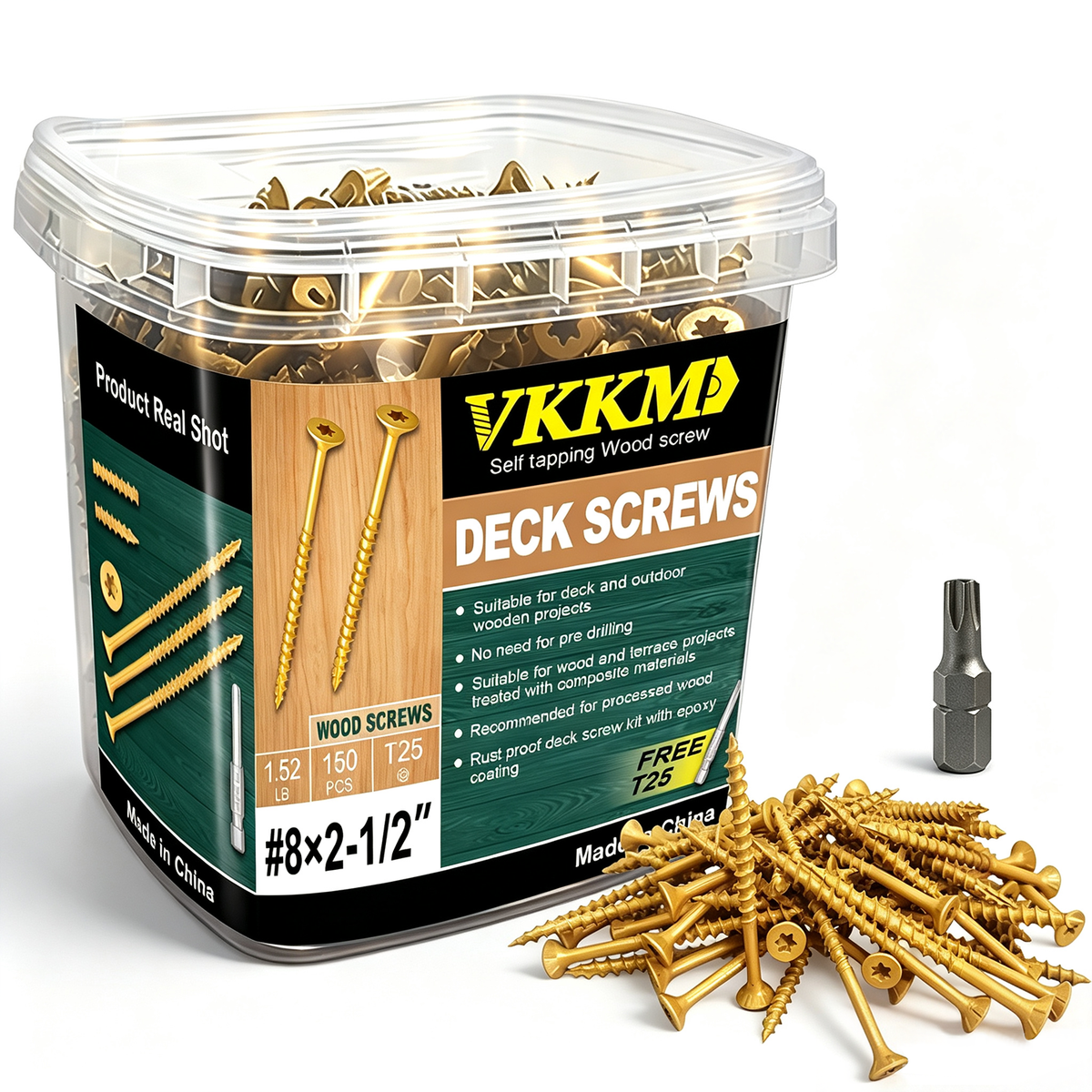 VKKM T25 Yellow Epoxy Deck Screws - Free T25 Bit Included - image 7