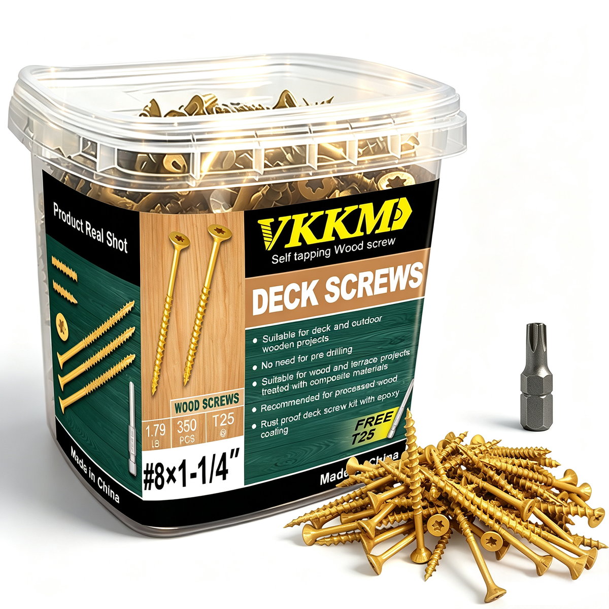 VKKM T25 Yellow Epoxy Deck Screws - Free T25 Bit Included - image 4