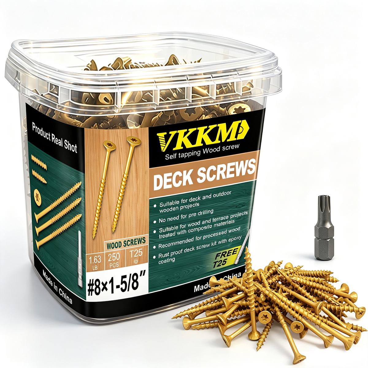 VKKM T25 Yellow Epoxy Deck Screws - Free T25 Bit Included - image 5