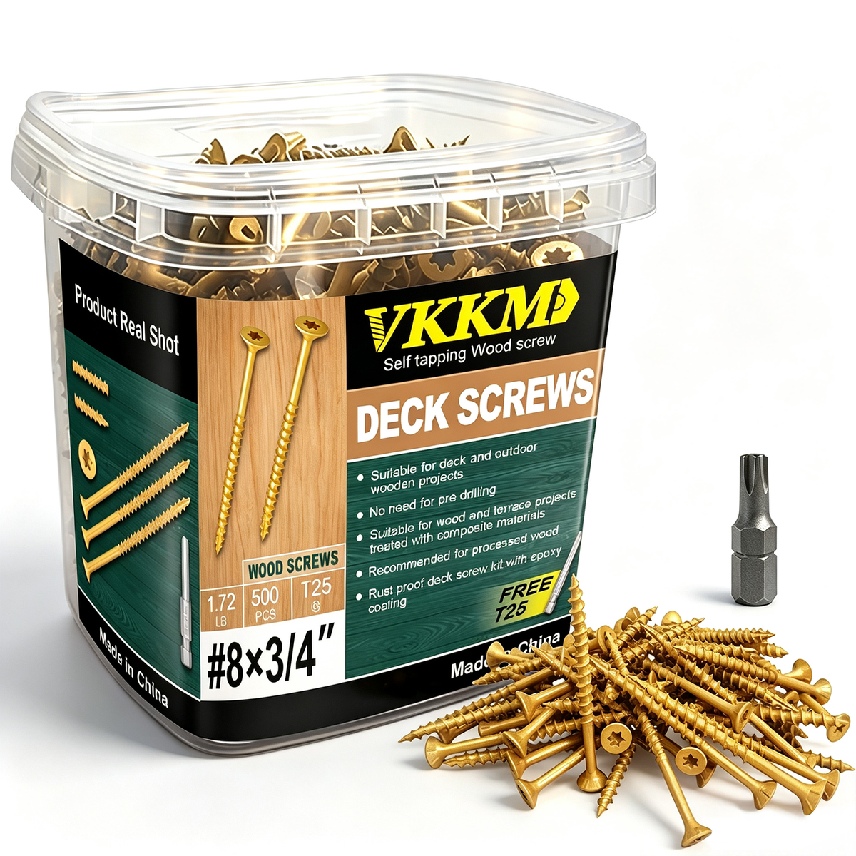 VKKM T25 Yellow Epoxy Deck Screws - Free T25 Bit Included - image 8