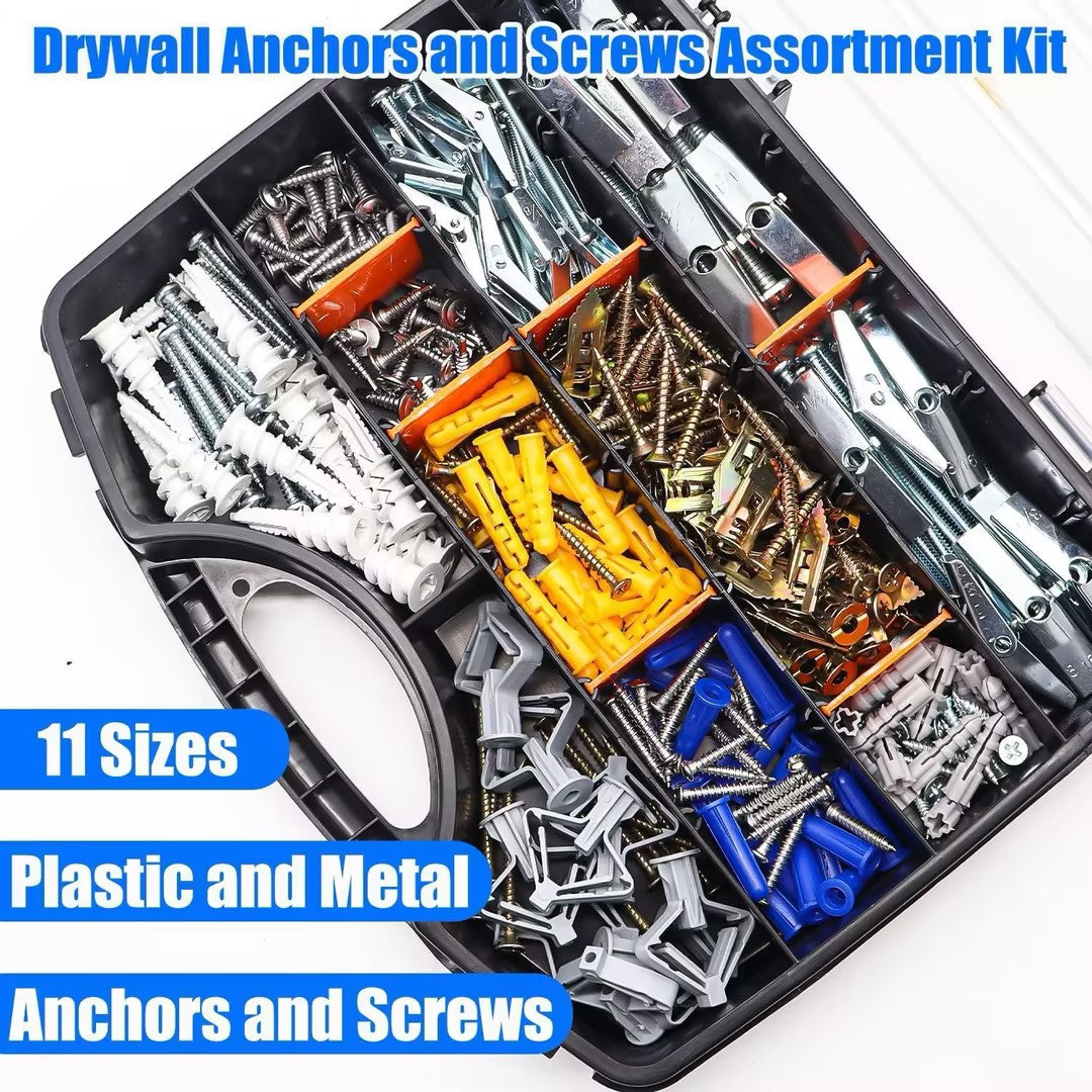 VKKM 336Pcs Drywall Anchors and Screws Kit - Metal & Plastic Wall Plug Assortment - image 2