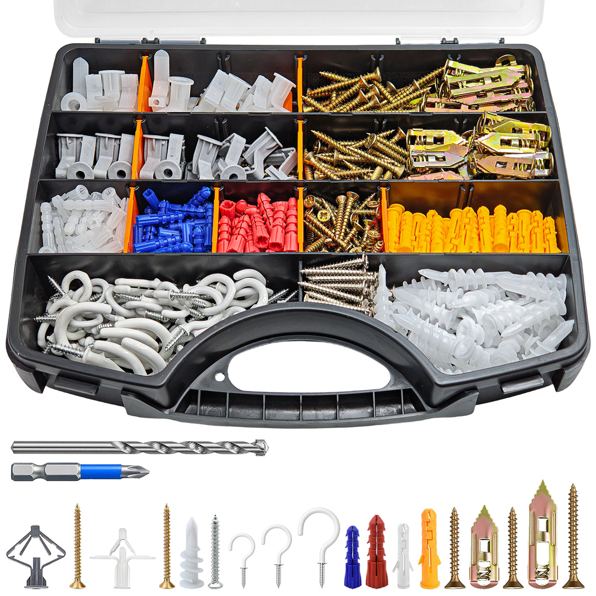 VKKM 591Pcs Drywall Anchors & Screws Kit 9‑Sizes Wall Fastener & Hook Assortment - image 2